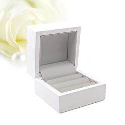 Pearl Duo - fehér fa karikagyűrű doboz