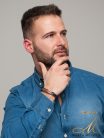 Afrikai bubinga fa berakással díszített férfi bőr karkötő FK-TZ-N038