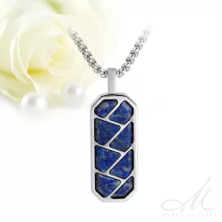   Elegáns nemesacél férfi nyaklánc lapis lazuli berakással FNL-TZ-N2503