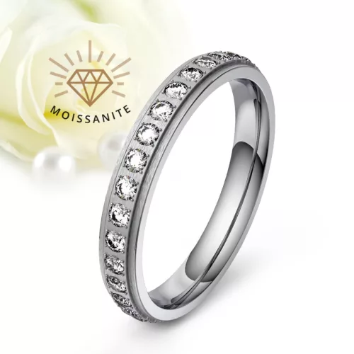 Lumira Moissanite - körben köves titán gyűrű Moissanite kövekkel