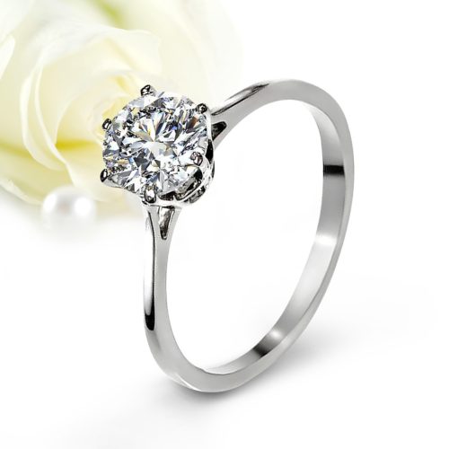 Tiffany Moissanite - nemesacél eljegyzési gyűrű Moissanite kővel