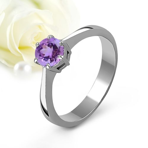Dana Amethyst - nemesacél eljegyzési gyűrű ametiszt drágakővel