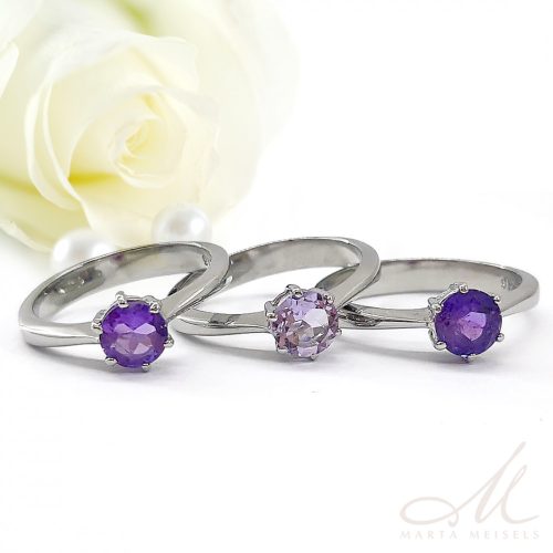 Dana Amethyst - nemesacél eljegyzési gyűrű ametiszt drágakővel