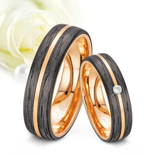 Erna Zirconia - fekete karbon és titán Női köves karikagyűrű rozé arannyal RGW-AL-TI000550CZ