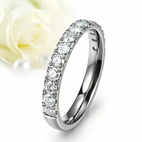 Elaris Moissanite - titán 14 köves női karikagyűrű