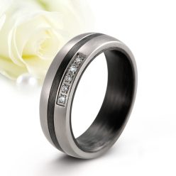   Rowan Zirconia - fekete karbon-titán Női 5 köves karikagyűrű RGW-HL-TI020350CZ