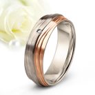 Rhea Zirconia - 3D hullámos titán Női köves karikagyűrű rozé arannyal RGW-OR-TI010660CZ