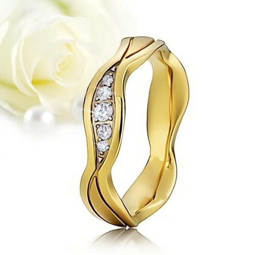 Lusora Zirconia - titán Női köves karikagyűrű arany bevonattal RGW-OU-TI000250CZ