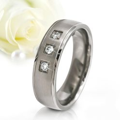   Morgan Moissanite - klasszikus titán Női 3 köves karikagyűrű RGW-OU-TI282355MO