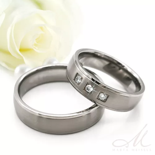 Morgan Moissanite - klasszikus titán Női 3 köves karikagyűrű RGW-OU-TI282355MO