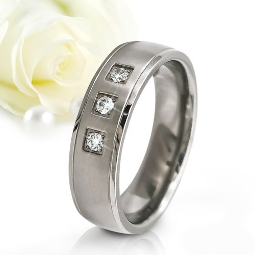 Morgan Moissanite - klasszikus titán Női 3 köves karikagyűrű RGW-OU-TI282355MO