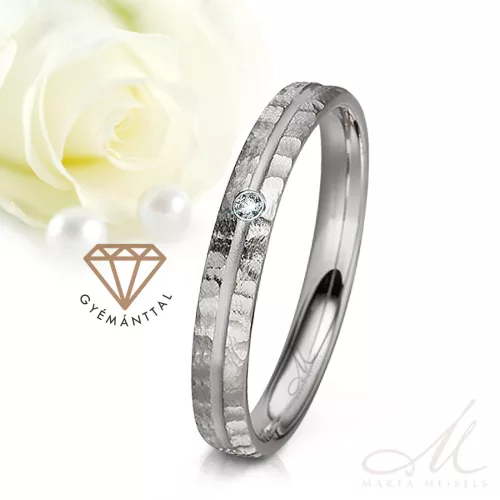 Tara Diamond - kalapált felületű kobalt-króm Női köves karikagyűrű RGW-ST-CC044740D