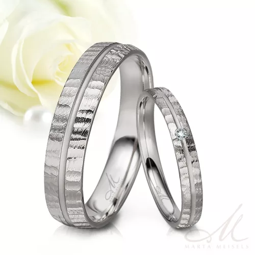Tara Diamond - kalapált felületű kobalt-króm Női köves karikagyűrű RGW-ST-CC044740D