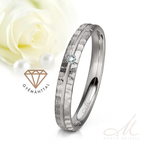 Tara Diamond - kalapált felületű kobalt-króm Női köves karikagyűrű RGW-ST-CC044740D