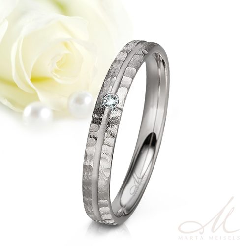 Tara Moissanite - kalapált felületű kobalt-króm Női köves karikagyűrű RGW-ST-CC044740MO