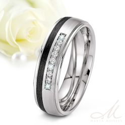   Nala Moissanite - fekete titán-karbon Női 9 köves karikagyűrű RGW-ST-CTI023260MO