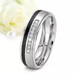   Nala Moissanite - fekete titán-karbon Női 9 köves karikagyűrű RGW-ST-CTI023260MO