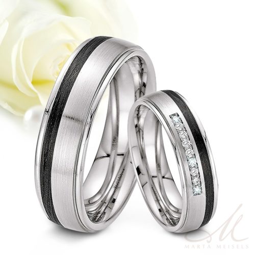 Nala Moissanite - fekete titán-karbon Női 9 köves karikagyűrű RGW-ST-CTI023260MO