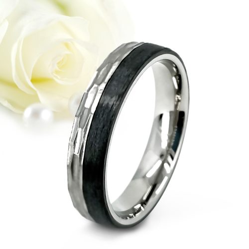 Timur - kalapált felületű titán-karbon Férfi karikagyűrű RGW-ST-CTI023550