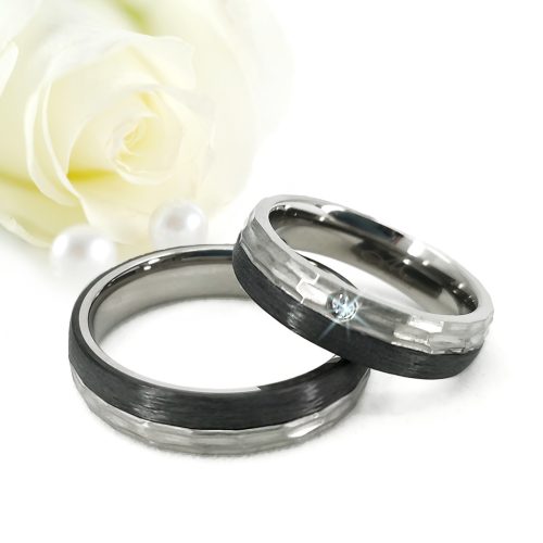 Timur Moissanite - kalapált felületű titán-karbon Női köves karikagyűrű RGW-ST-CTI023550MO