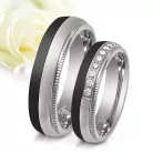 Alea Moissanite - fekete karbon-titán Női 9 köves karikagyűrű