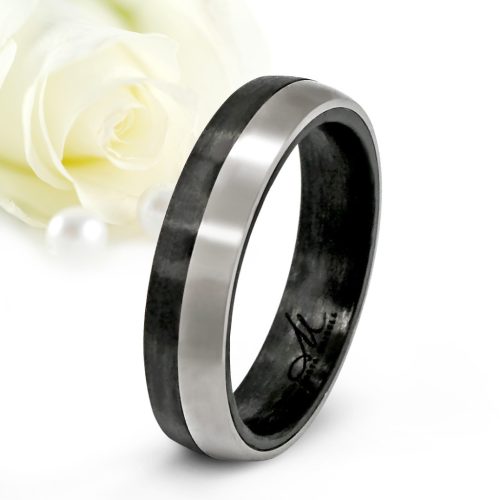 Maeve - fekete karbon-titán Férfi karikagyűrű RGW-ST-CTI194050