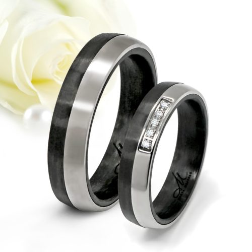 Maeve - fekete karbon-titán Férfi karikagyűrű RGW-ST-CTI194050