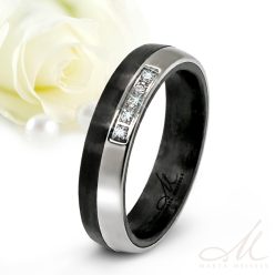  Maeve Moissanite - karbon-titán Női 5 köves karikagyűrű RGW-ST-CTI194050MO