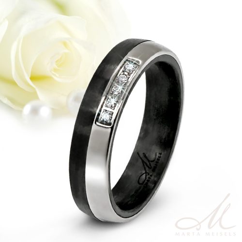 Maeve Moissanite - karbon-titán Női 5 köves karikagyűrű RGW-ST-CTI194050MO
