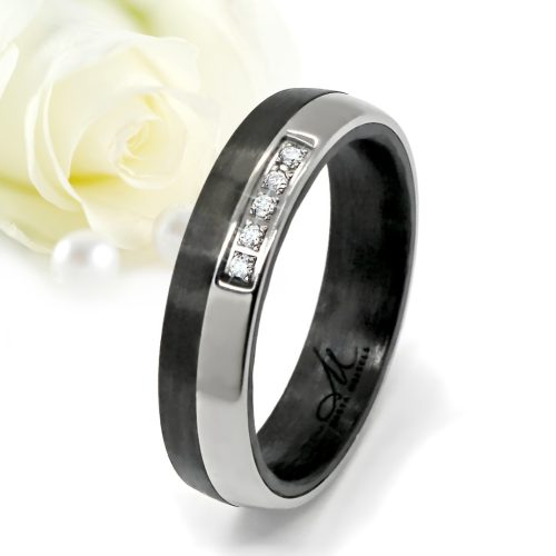 Maeve Moissanite - karbon-titán Női 5 köves karikagyűrű RGW-ST-CTI194050MO