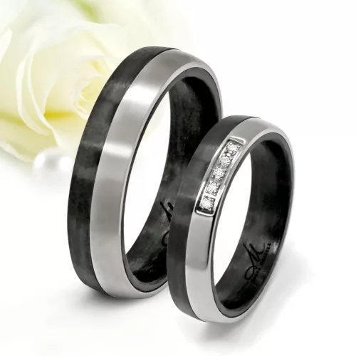 Maeve Moissanite - karbon-titán Női 5 köves karikagyűrű RGW-ST-CTI194050MO