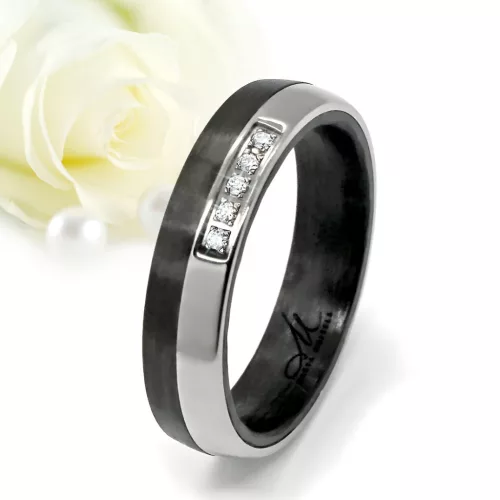 Maeve Moissanite - karbon-titán Női 5 köves karikagyűrű RGW-ST-CTI194050MO