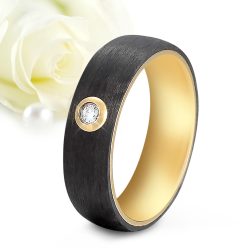   Golda Zirconia - fekete karbon-nemesacél Női köves karikagyűrű arany bevonattal RGW-TG-SS011060CZ