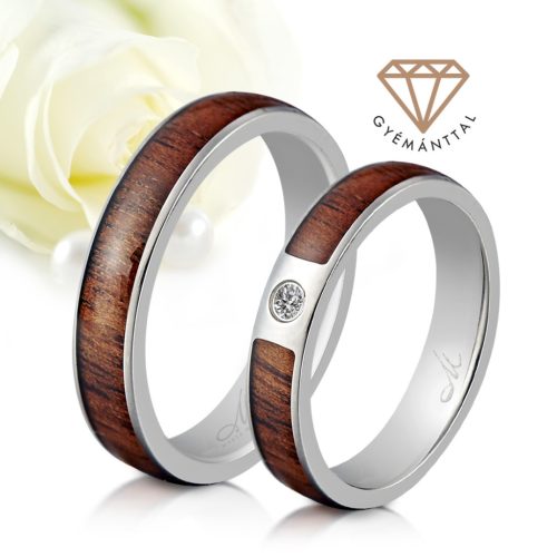 Kealoha Diamond - hawaii koa fa berakásos titán Női köves karikagyűrű RGW-TG-TI105940D