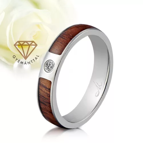 Kealoha Diamond - hawaii koa fa berakásos titán Női köves karikagyűrű RGW-TG-TI105940D