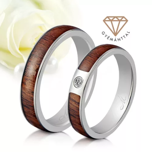 Kealoha Diamond - hawaii koa fa berakásos titán Női köves karikagyűrű RGW-TG-TI105940D