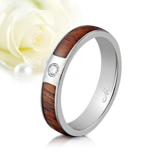 Kealoha Moissanite - hawaii koa fa berakásos titán Női köves karikagyűrű RGW-TG-TI105940MO