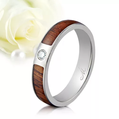 Kealoha Moissanite - hawaii koa fa berakásos titán Női köves karikagyűrű RGW-TG-TI105940MO