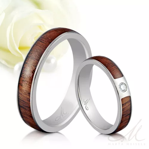 Kealoha Moissanite - hawaii koa fa berakásos titán Női köves karikagyűrű RGW-TG-TI105940MO