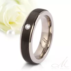   Castor Diamond - fekete karbon-titán Női köves karikagyűrű RGW-TZ-CTI111045D