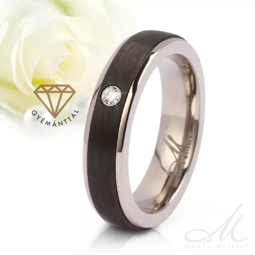 Castor Diamond - fekete karbon-titán Női köves karikagyűrű RGW-TZ-CTI111045D