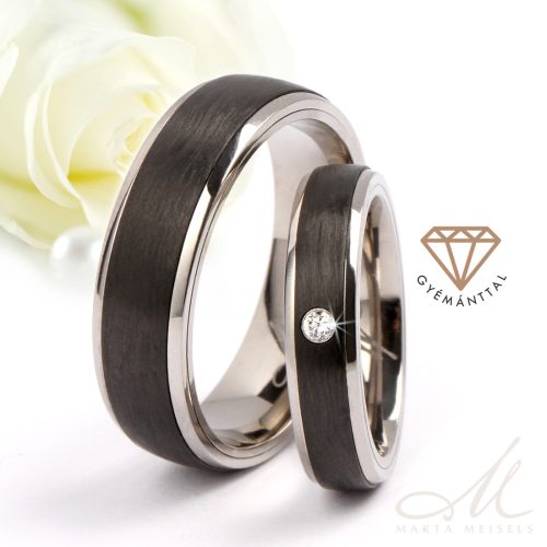 Castor Diamond - fekete karbon-titán Női köves karikagyűrű RGW-TZ-CTI111045D