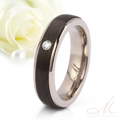 Castor Diamond - fekete karbon-titán Női köves karikagyűrű RGW-TZ-CTI111045D