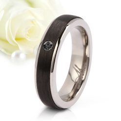   Castor Black Diamond - fekete karbon-titán Női köves karikagyűrű RGW-TZ-CTI111045DB