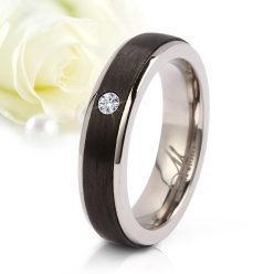   Castor Moissanite - fekete karbon-titán Női köves karikagyűrű RGW-TZ-CTI111045MO