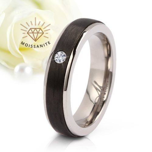 Castor Moissanite - fekete karbon-titán Női köves karikagyűrű RGW-TZ-CTI111045MO