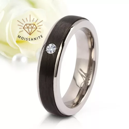 Castor Moissanite - fekete karbon-titán Női köves karikagyűrű RGW-TZ-CTI111045MO