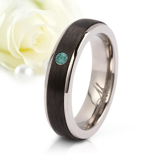 Castor Moissanite Emerald - fekete karbon-titán Női köves karikagyűrű RGW-TZ-CTI111045MOGEM
