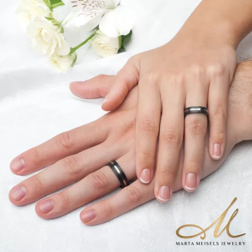 Blake Moissanite - fekete karbon-titán Női 5 köves karikagyűrű RGW-TZ-CTI135550MO