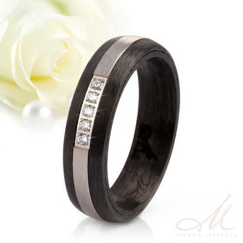 Blake Moissanite - fekete karbon-titán Női 5 köves karikagyűrű RGW-TZ-CTI135550MO